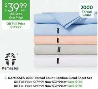 Harris Scarfe Rameses 2000 thread count bamboo blend sheet set offer
