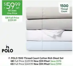 Harris Scarfe Polo 1500 thread count cotton rich sheet set offer
