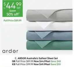 Harris Scarfe C. ARDOR Australia's Softest Sheet Set offer