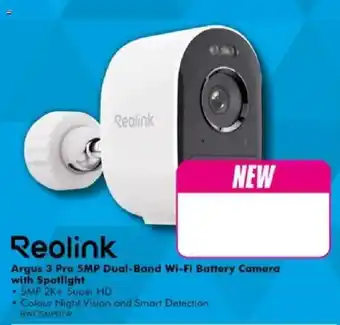 The Good Guys Reolink Argus 3 Pro 5MP Dual-Band Wi-Fi Battery Camera with Spotlight offer