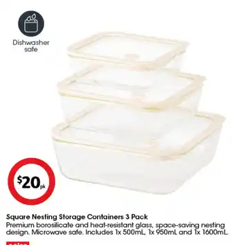 Square Nesting Storage Containers 3 Pack