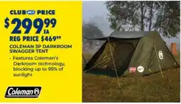 BCF Coleman 3P Darkroom Swagger Tent offer