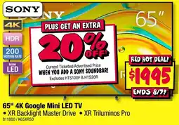 JB Hi-Fi Sony 65" 4K Google Mini LED TV offer