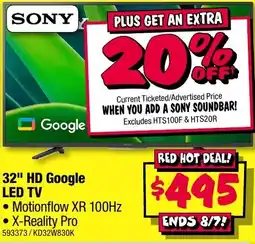 JB Hi-Fi Sony 32" HD Google LED TV offer
