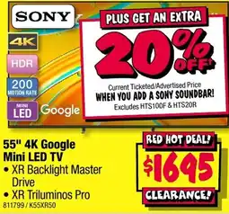JB Hi-Fi Sony 55" 4K Google Mini LED TV offer