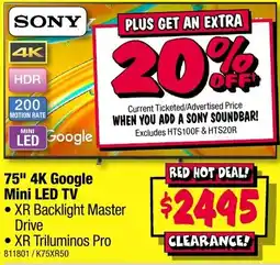 JB Hi-Fi Sony 75 4K Google Mini LED TV offer