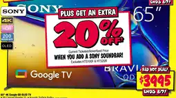 JB Hi-Fi Sony 65" 4K Google QD OLED TV offer