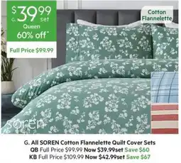 Harris Scarfe G. All SOREN Cotton Flannelette Quilt Cover Sets offer
