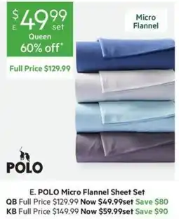 Harris Scarfe E. POLO Micro Flannel Sheet Set offer