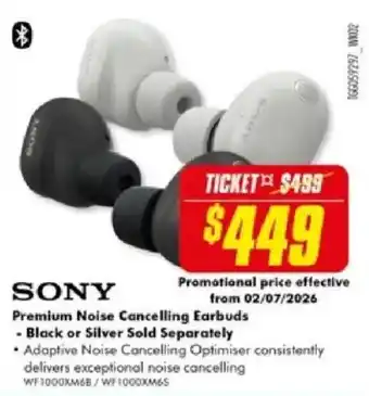 The Good Guys Sony Premium Noise Cancelling Earbuds offer