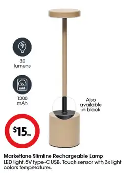 Coles Marketlane Slimline Rechargeable Lamp offer