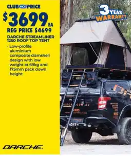 BCF Darche Streamliner 1250 Roof Top Tent offer