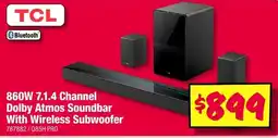 JB Hi-Fi TCL 860W 7.1.4 Channel Dolby Atmos Soundbar With Wireless Subwoofer offer