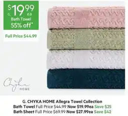 Harris Scarfe G. CHYKA HOME Allegra Towel Collection Bath Towel offer