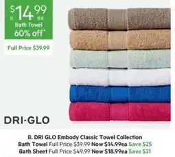 Harris Scarfe DRI-GLO Embody Classic Towel Collection Bath Towel offer