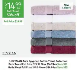 Harris Scarfe C. ELYSIAN Aura Egyptian Cotton Towel Collection Bath Towel offer
