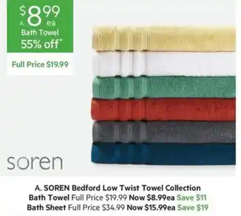 Harris Scarfe A. SOREN Bedford Low Twist Towel Collection Bath Towel offer