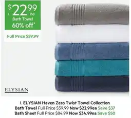 Harris Scarfe Elysian Haven Zero Twist Towel Collection Bath Towel offer