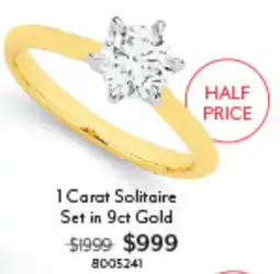 Angus & Coote 1 Carat Solitaire Set in 9ct Gold offer