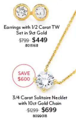 Angus & Coote Earrings with 1/2 Carat TW Set in 9ct Gold offer