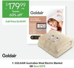 Harris Scarfe Goldair Australian Wool Electric Blanket offer