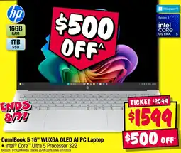JB Hi-Fi hp OmniBook 5 16" WUXGA OLED AI PC Laptop offer