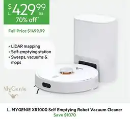 Harris Scarfe MyGenie XR1000 Self Emptying Robot Vacuum Cleaner offer