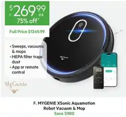 Harris Scarfe MYGENIE XSonc Aquamotion Robot Vacuum & Mop offer