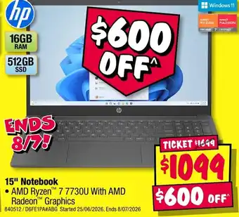 JB Hi-Fi hp 15" Notebook offer