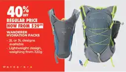 BCF Wanderer Hydration Packs offer