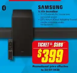 The Good Guys Samsung 3.1Ch Soundbar offer