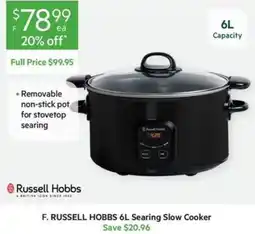 Harris Scarfe Russell Hobbs 6L Searing Slow Cooker offer