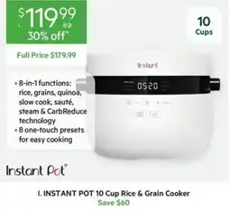 Harris Scarfe Instant Pot 10 Cup Rice & Grain Cooker offer