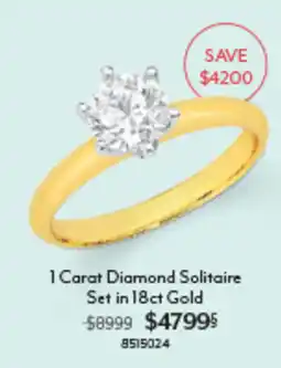 Angus & Coote 1 Carat Diamond Solitaire Set in 18ct Gold offer