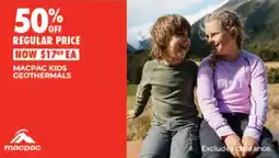 BCF Macpac Kids Geothermals offer