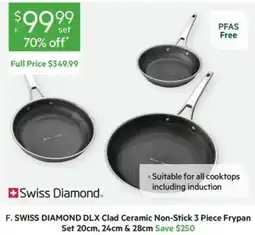 Harris Scarfe Swiss Diamond DLX Clad Ceramic Non-Stick 3 Piece Frypan offer