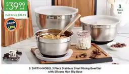 Harris Scarfe SMITH+NOBEL Stainless Steel Mixing Bowl Set with Silicone Non Slip Base offer