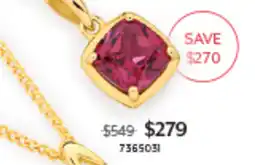 Angus & Coote Gold pendant with pink gemstone offer