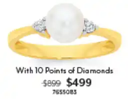 Angus & Coote Pearl Ring With 10 Points of Diamonds offer