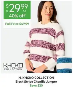 Harris Scarfe N. KHOKO COLLECTION Block Stripe Chenille Jumper offer