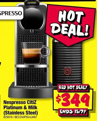 JB Hi-Fi Nespresso CitiZ Platinum & Milk (Stainless Steel) offer