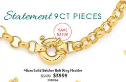 Angus & Coote Statement 9CT PIECES 45cm Solid Belcher Bolt Ring Necklet offer