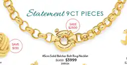 Angus & Coote Statement 9CT PIECES 45cm Solid Belcher Bolt Ring Necklet offer