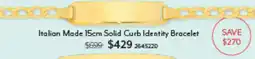 Angus & Coote Italian Made 15cm Solid Curb Identity Bracelet offer