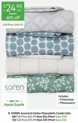 Harris Scarfe B. SOREN Assorted Cotton Flannelette Combo Sets offer