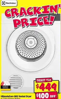 JB Hi-Fi Electrolux UltimateCare 6KG Vented Dryer offer