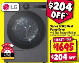 JB Hi-Fi LG Series 9KG Heat Pump Dryer offer