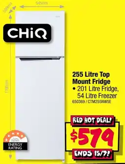 JB Hi-Fi ChiQ 255 Litre Top Mount Fridge offer