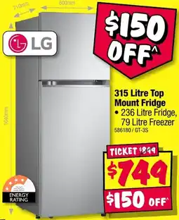 JB Hi-Fi LG 315 Litre Top Mount Fridge offer