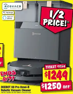 JB Hi-Fi Ecovacs Deebot X8 Pro Omni-B Robotic Vacuum Cleaner offer